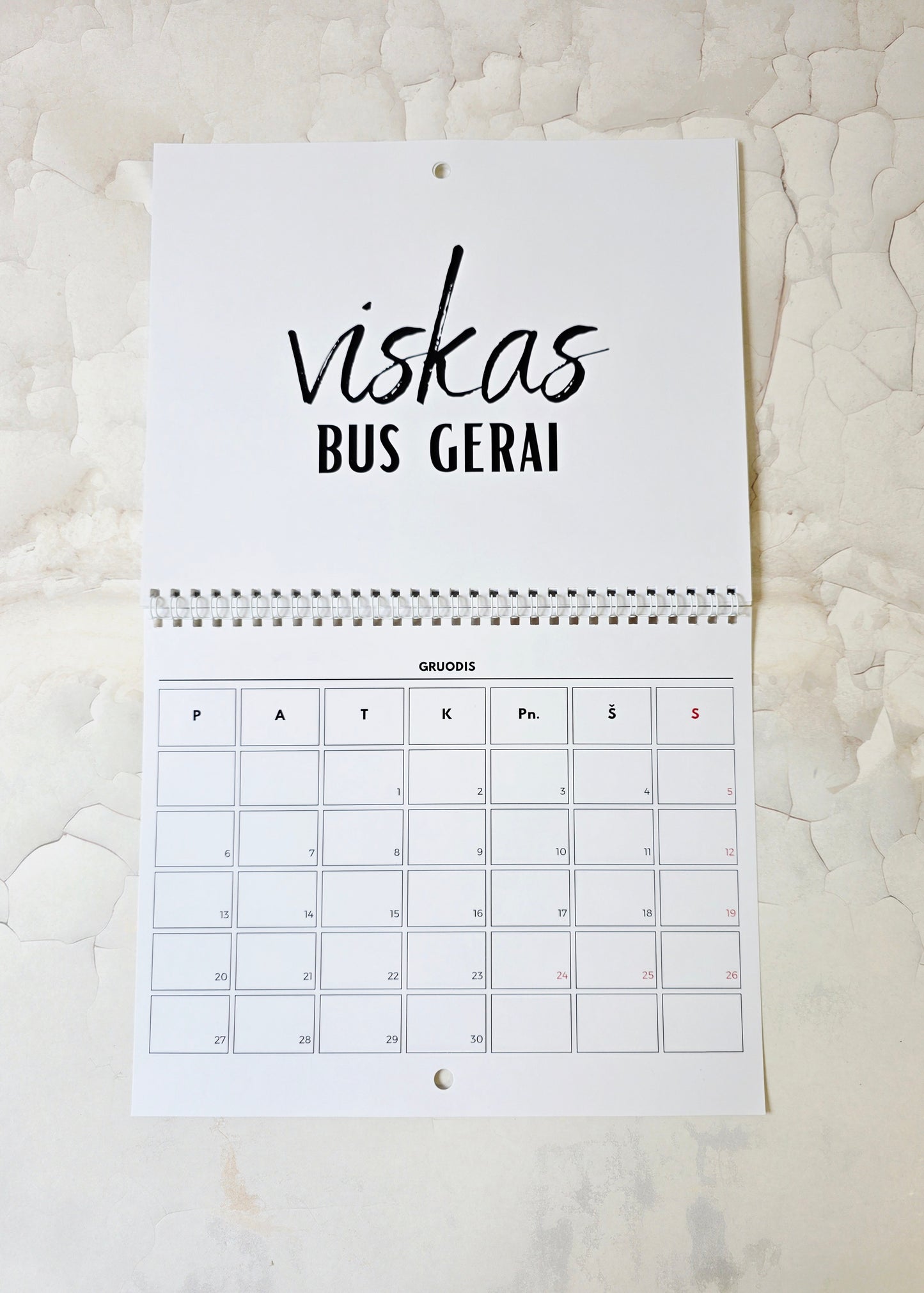 Sieninis kalendorius "Geriausia diena 2027"
