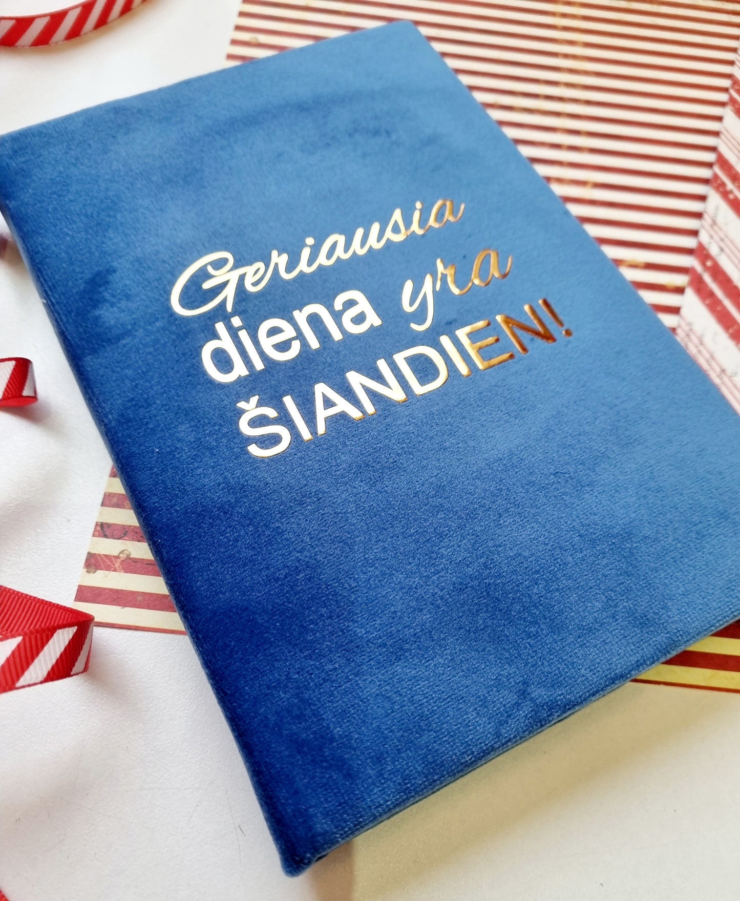 Rankų darbo knyga užrašams "Geriausia diena"